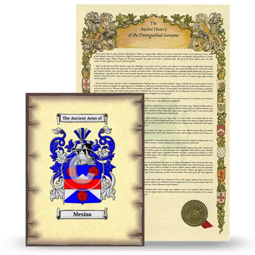 Mesina Coat of Arms and Surname History Package