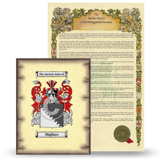 Migliaro Coat of Arms and Surname History Package