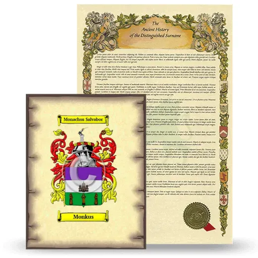 Monkus Coat of Arms and Surname History Package
