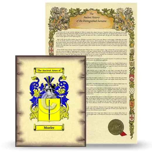 Mueler Coat of Arms and Surname History Package
