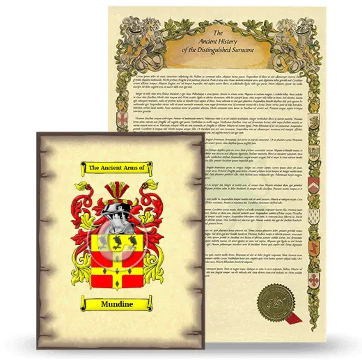 Mundine Coat of Arms and Surname History Package