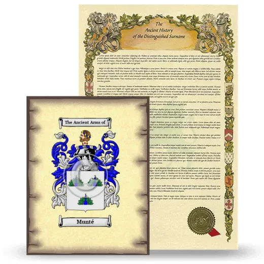 Munté Coat of Arms and Surname History Package
