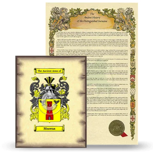 Murena Coat of Arms and Surname History Package