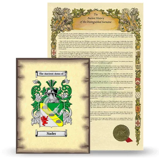 Nader Coat of Arms and Surname History Package