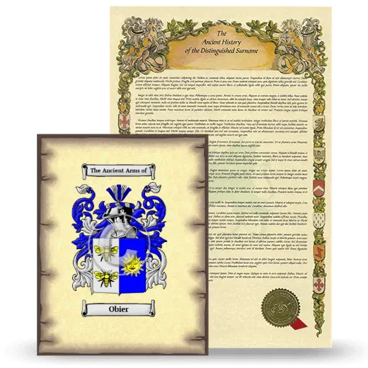 Obier Coat of Arms and Surname History Package