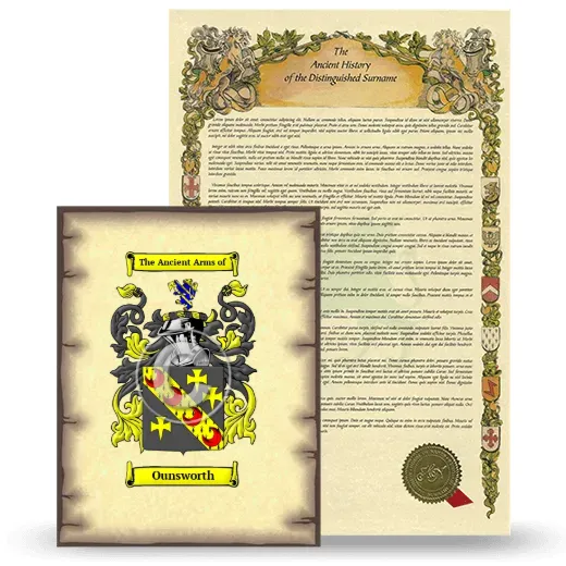 Ounsworth Coat of Arms and Surname History Package