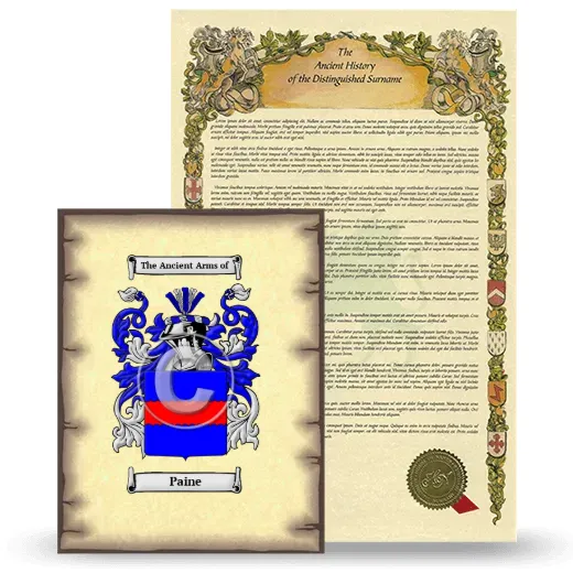 Paine Coat of Arms and Surname History Package