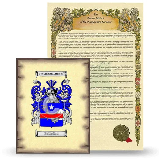 Palladini Coat of Arms and Surname History Package
