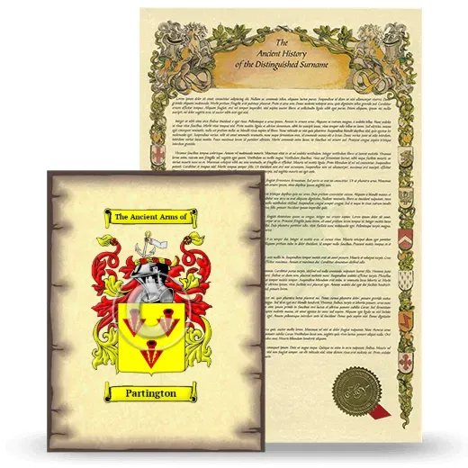 Partington Coat of Arms and Surname History Package