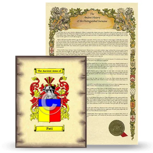 Pati Coat of Arms and Surname History Package
