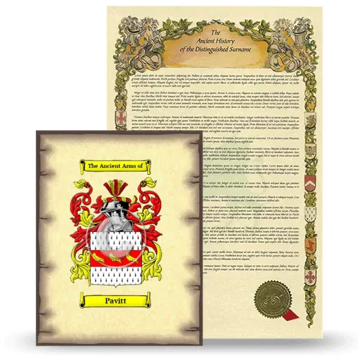 Pavitt Coat of Arms and Surname History Package