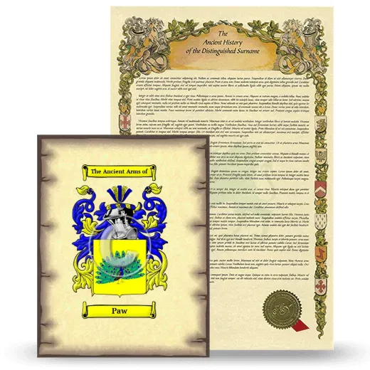 Paw Coat of Arms and Surname History Package
