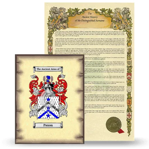 Paxon Coat of Arms and Surname History Package