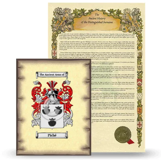 Piché Coat of Arms and Surname History Package