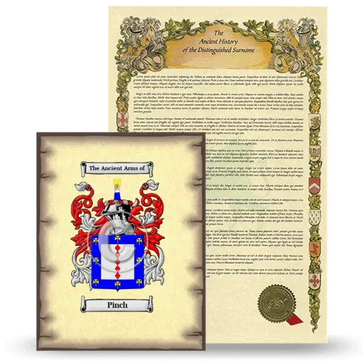 Pinch Coat of Arms and Surname History Package