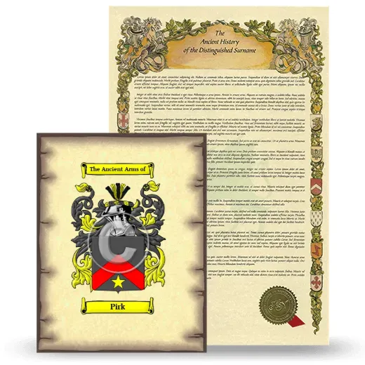 Pirk Coat of Arms and Surname History Package