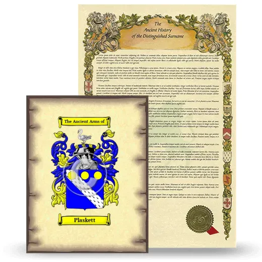 Plaskett Coat of Arms and Surname History Package