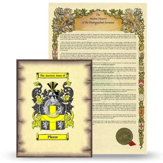 Plasse Coat of Arms and Surname History Package