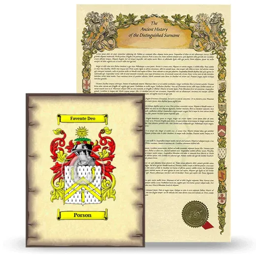 Porson Coat of Arms and Surname History Package
