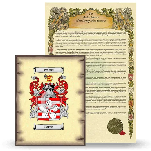 Portis Coat of Arms and Surname History Package