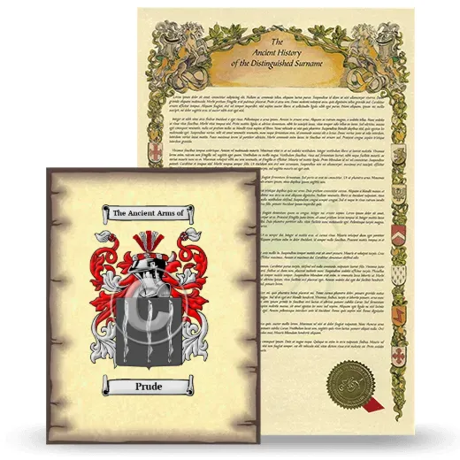 Prude Coat of Arms and Surname History Package