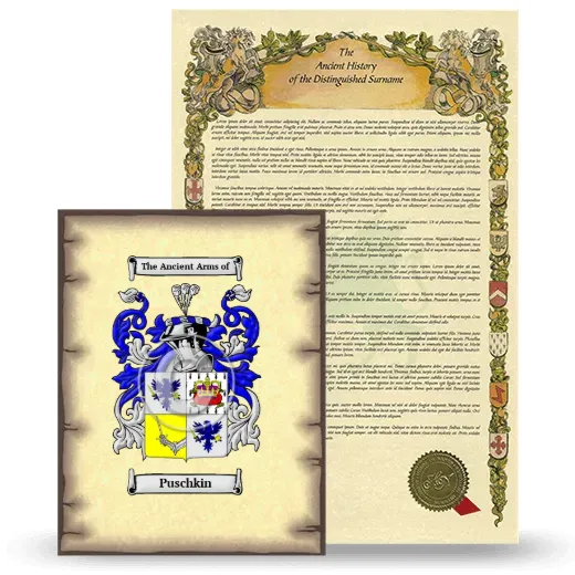 Puschkin Coat of Arms and Surname History Package