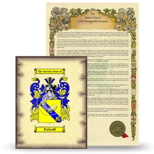 Puttrell Coat of Arms and Surname History Package
