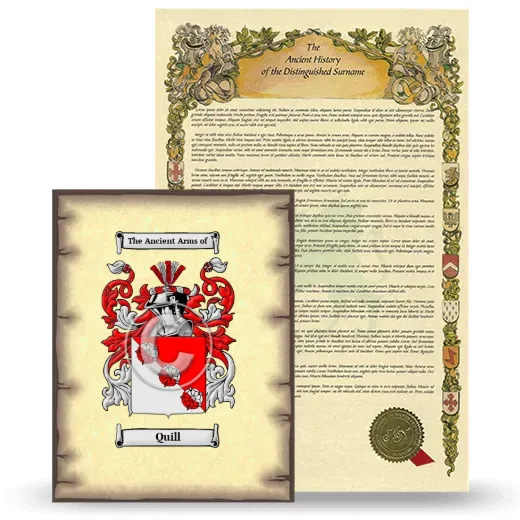 Quill Coat of Arms and Surname History Package