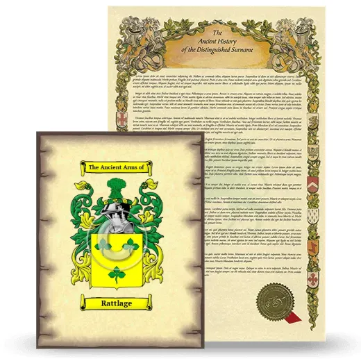 Rattlage Coat of Arms and Surname History Package