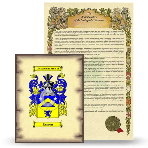 Remon Coat of Arms and Surname History Package