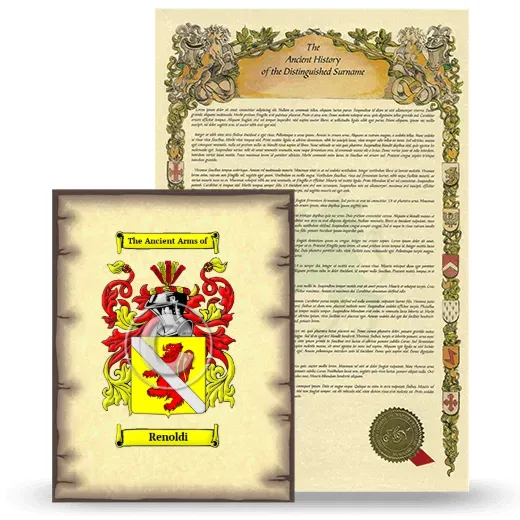 Renoldi Coat of Arms and Surname History Package