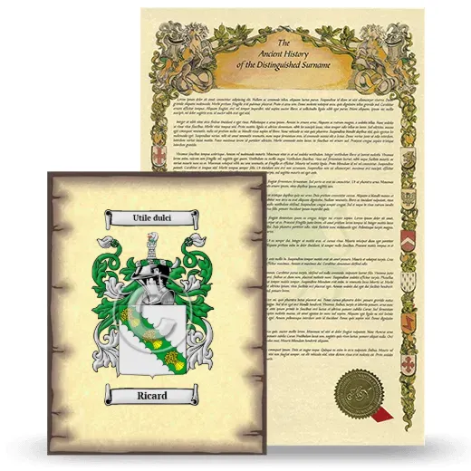 Ricard Coat of Arms and Surname History Package
