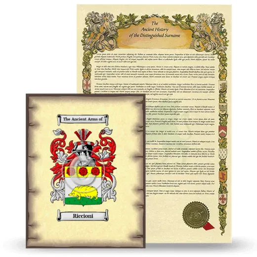 Riccioni Coat of Arms and Surname History Package
