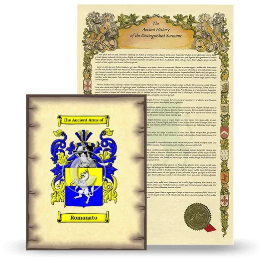 Romanato Coat of Arms and Surname History Package