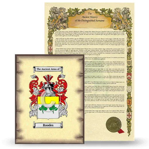 Roodes Coat of Arms and Surname History Package