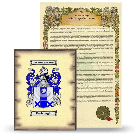 Rosbrough' Coat of Arms and Surname History Package