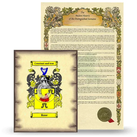 Rose Coat of Arms and Surname History Package