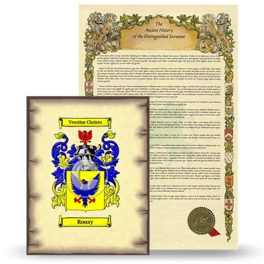 Rousy Coat of Arms and Surname History Package