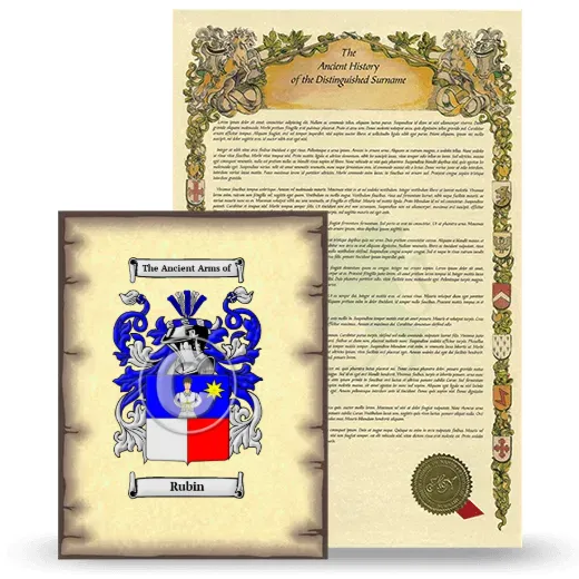Rubin Coat of Arms and Surname History Package
