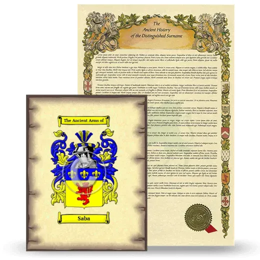 Saba Coat of Arms and Surname History Package