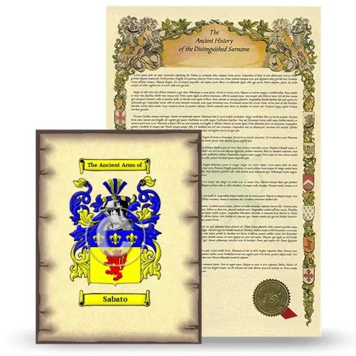 Sabato Coat of Arms and Surname History Package