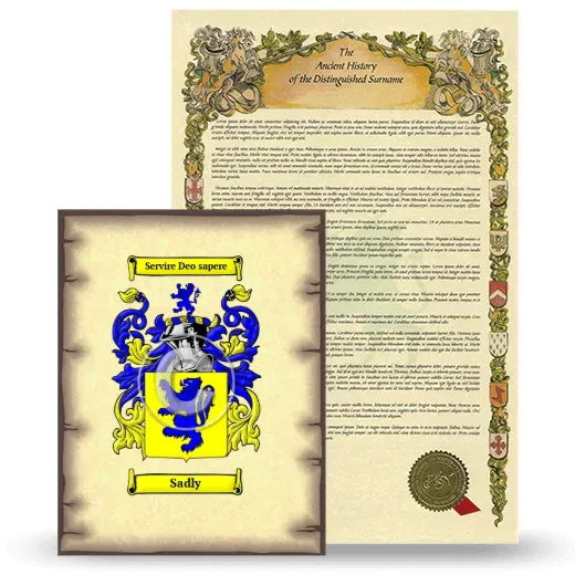 Sadly Coat of Arms and Surname History Package