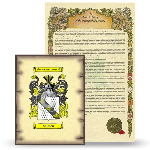 Salmen Coat of Arms and Surname History Package