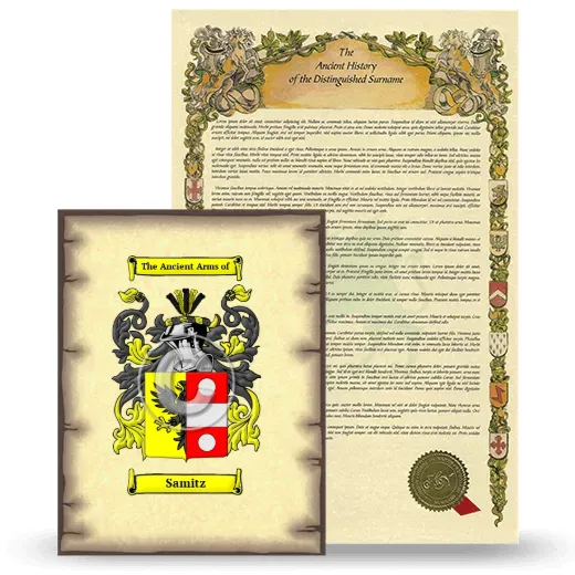 Samitz Coat of Arms and Surname History Package