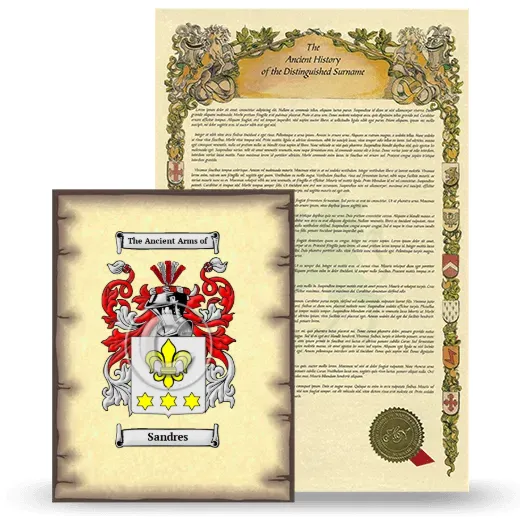 Sandres Coat of Arms and Surname History Package