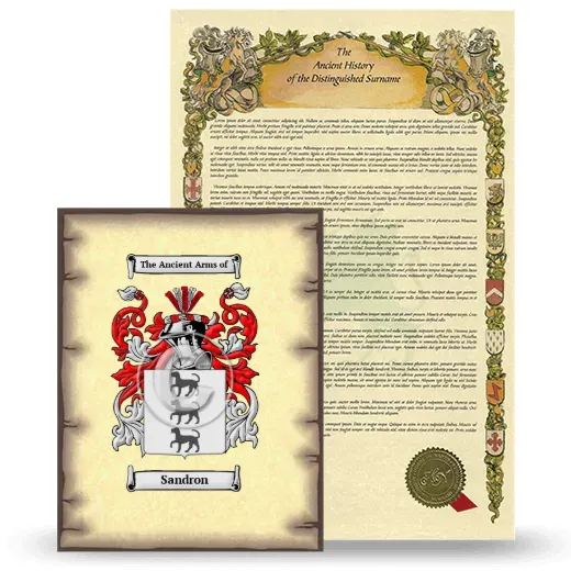 Sandron Coat of Arms and Surname History Package