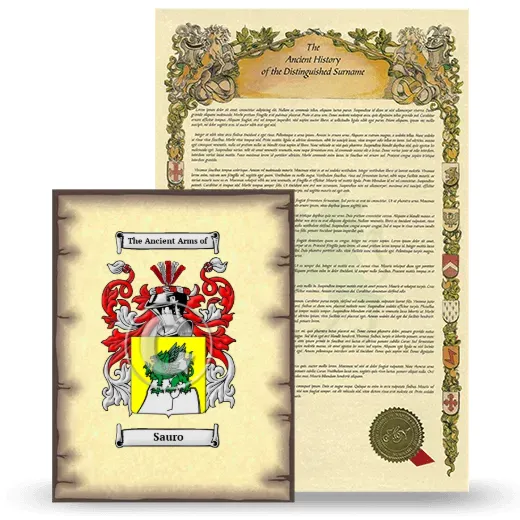 Sauro Coat of Arms and Surname History Package
