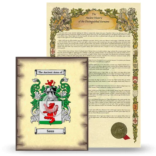 Saus Coat of Arms and Surname History Package