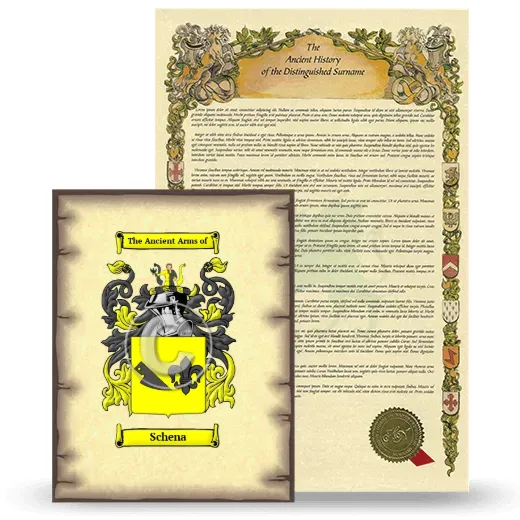 Schena Coat of Arms and Surname History Package