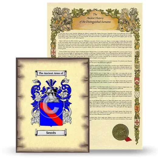Serrés Coat of Arms and Surname History Package